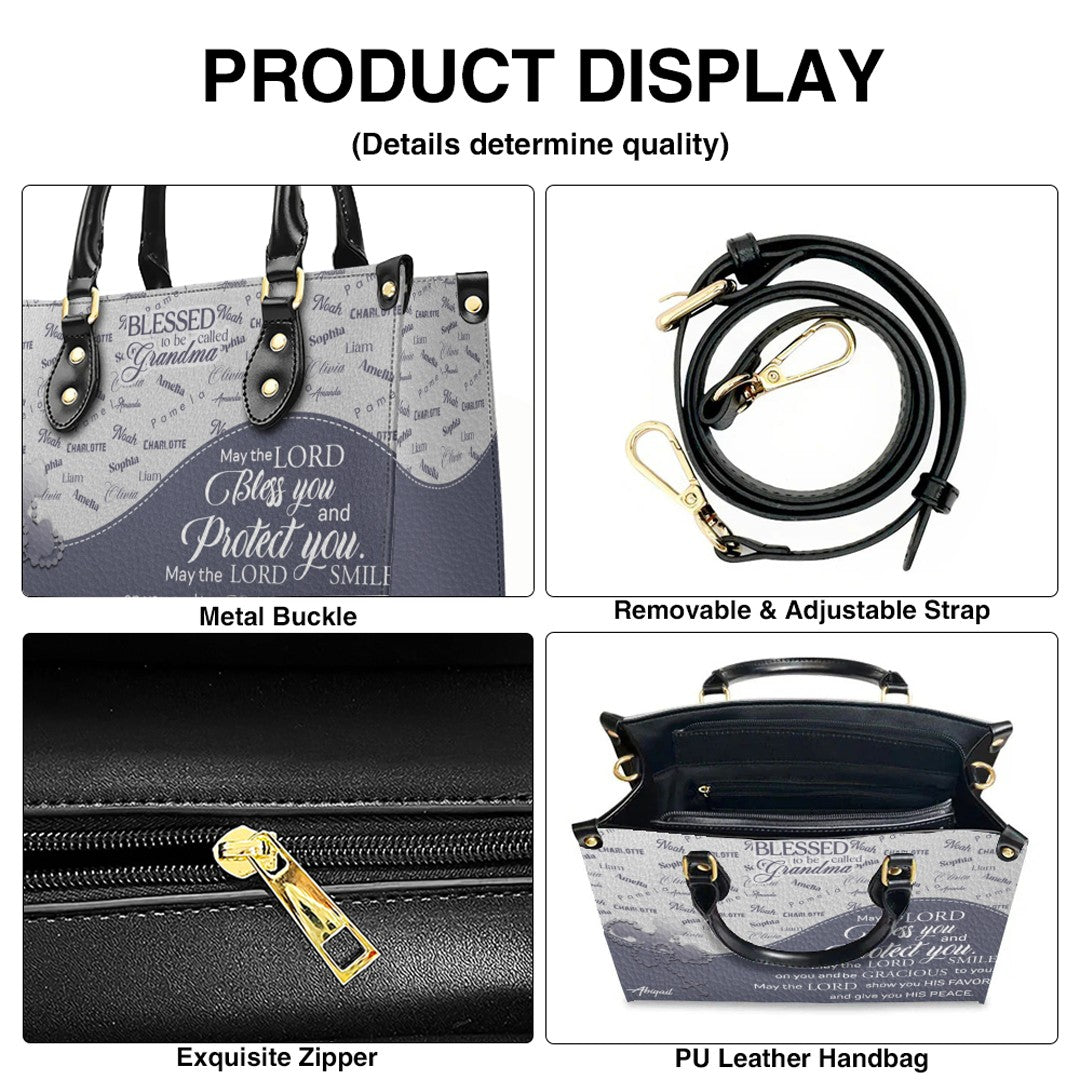 Personalized Blessed Grandma Leather Handbag