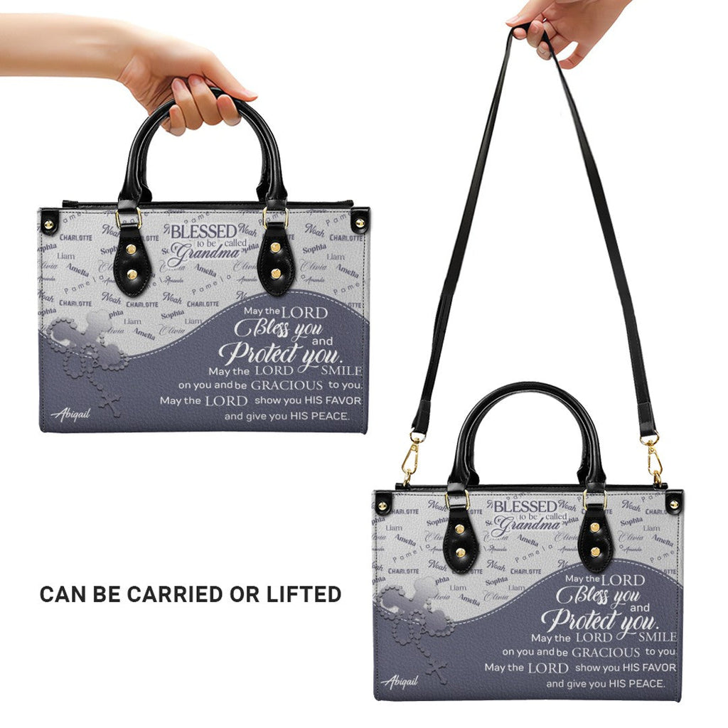 Personalized Blessed Grandma Leather Handbag