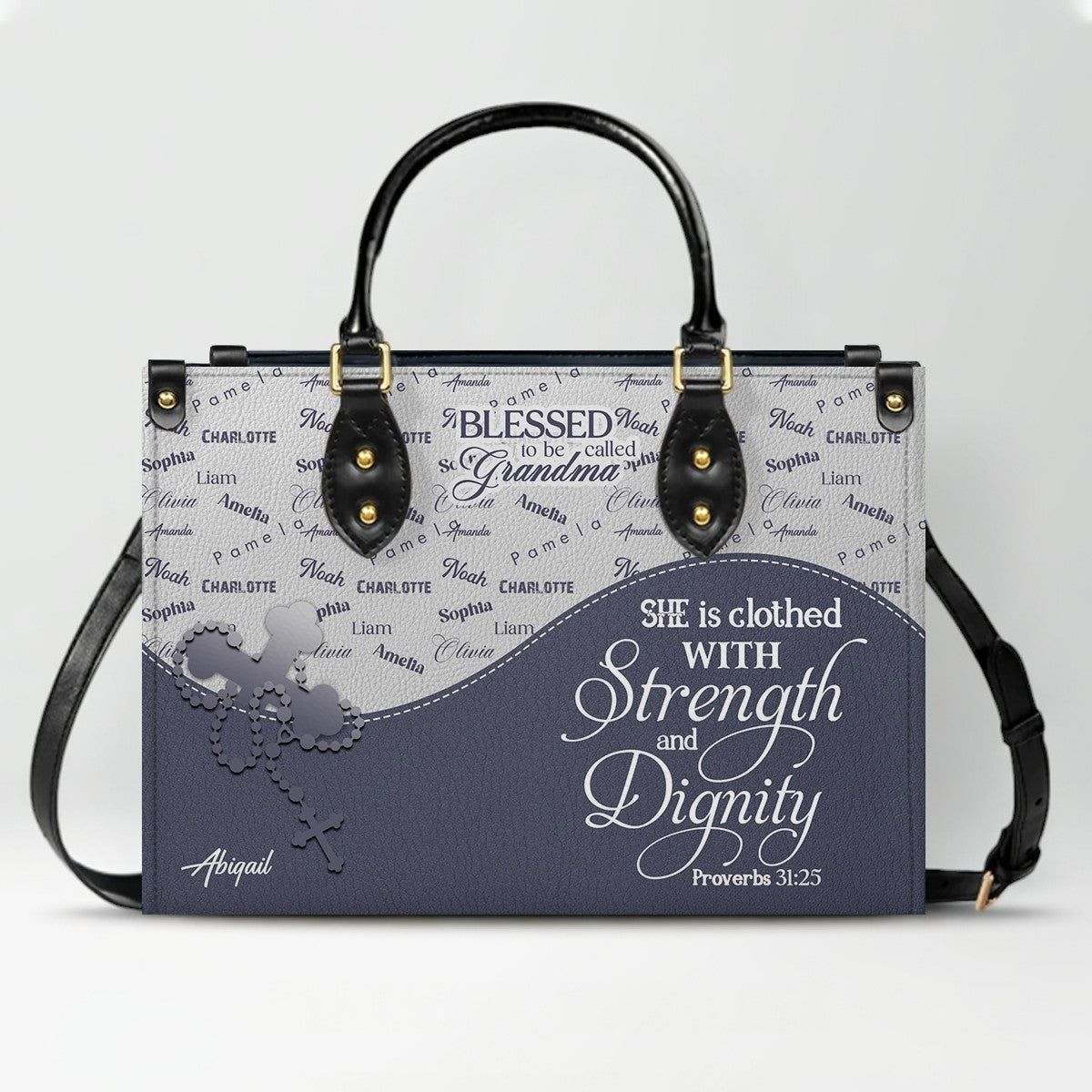 Personalized Blessed Grandma Leather Handbag