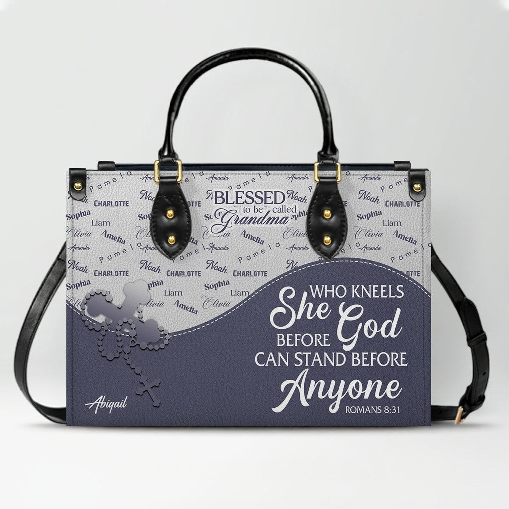 Personalized Blessed Grandma Leather Handbag