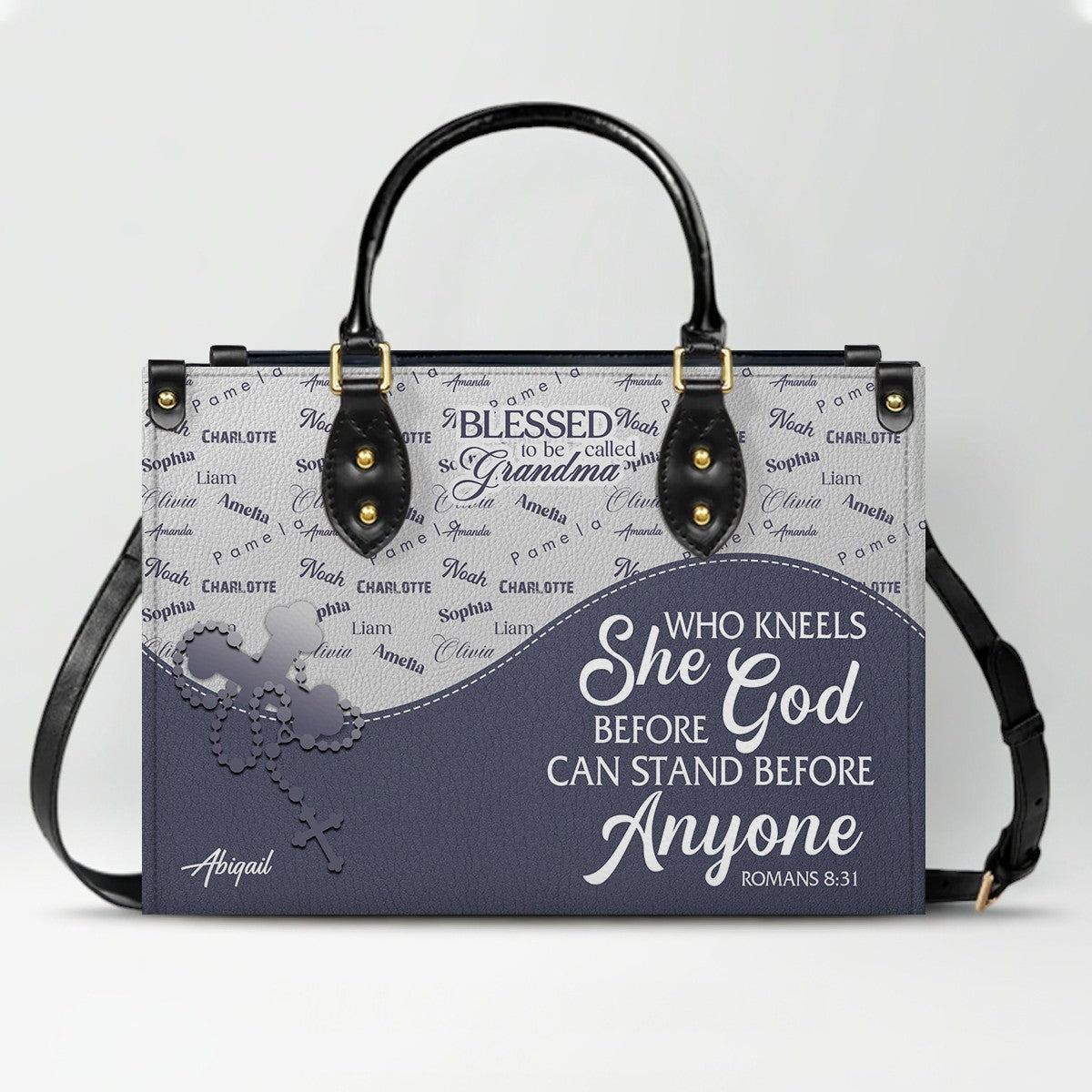 Personalized Blessed Grandma Leather Handbag