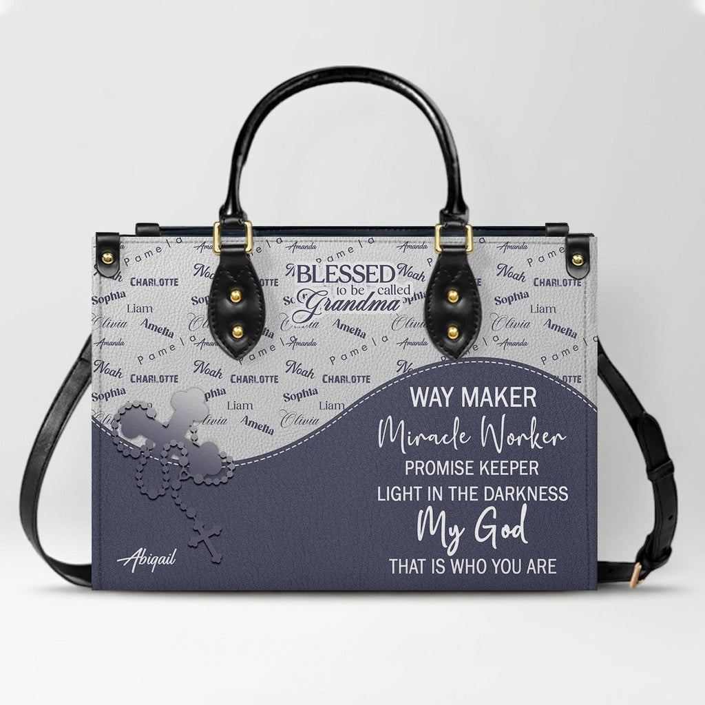 Personalized Blessed Grandma Leather Handbag
