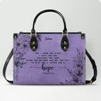 Personalized Purple Bible Verse Leather Handbag