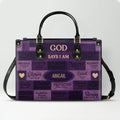 God Says I Am Personalized Leather Handbag Set