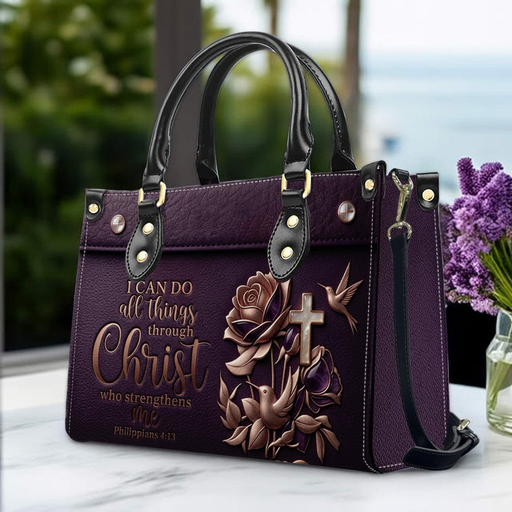 Personalized Philippians 4:13 Leather Handbag Set