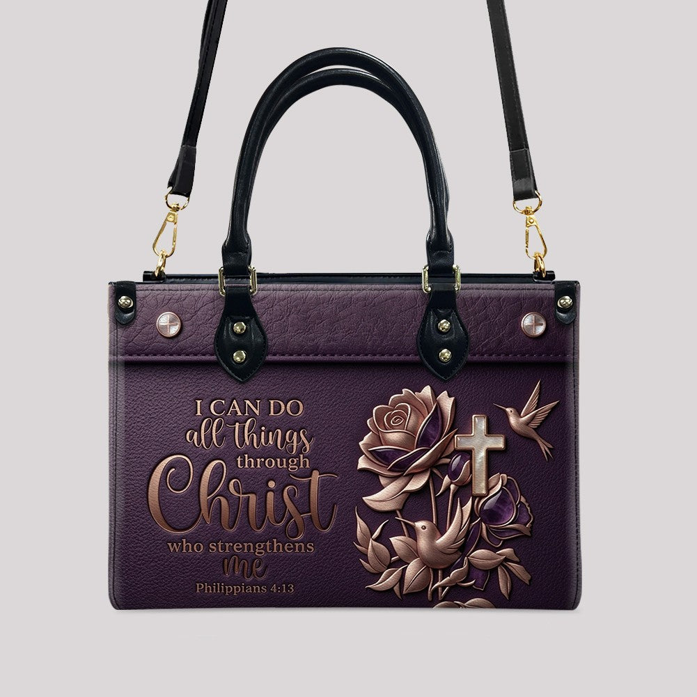 Personalized Philippians 4:13 Leather Handbag Set