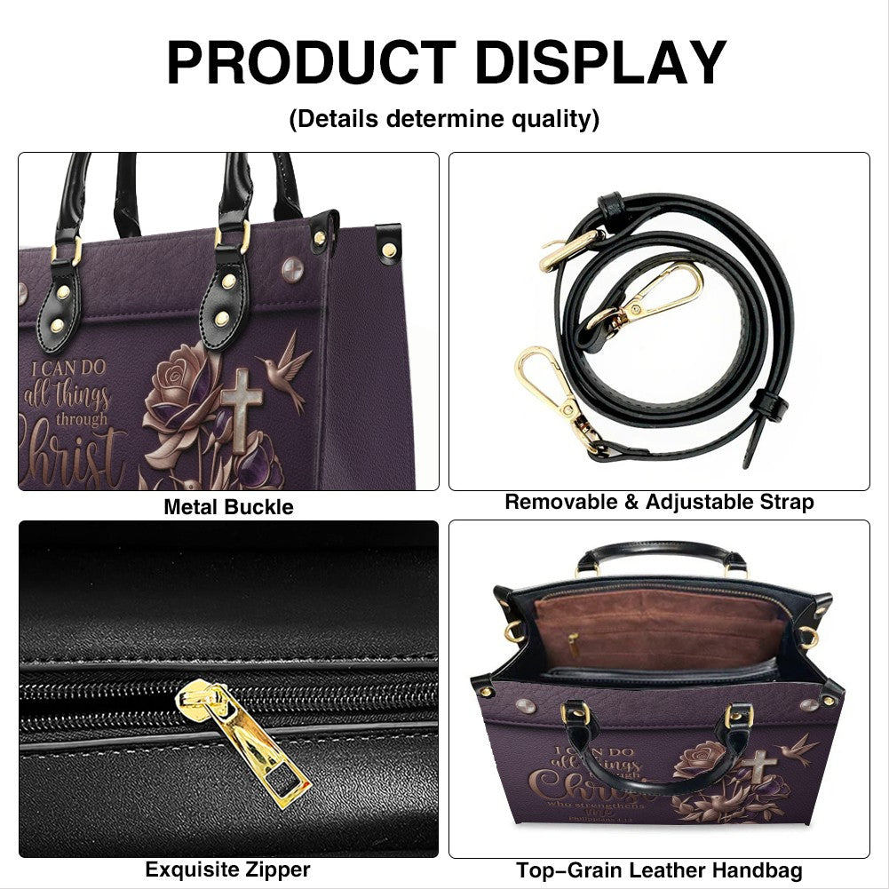 Personalized Philippians 4:13 Leather Handbag Set