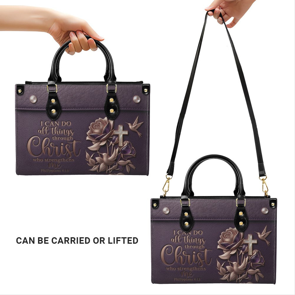 Personalized Philippians 4:13 Leather Handbag Set