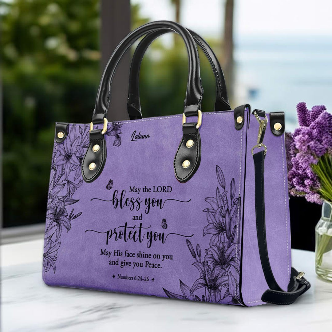 Personalized Purple Christian Leather Bag Set