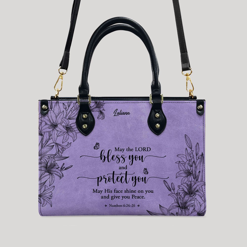 Personalized Purple Christian Leather Bag Set