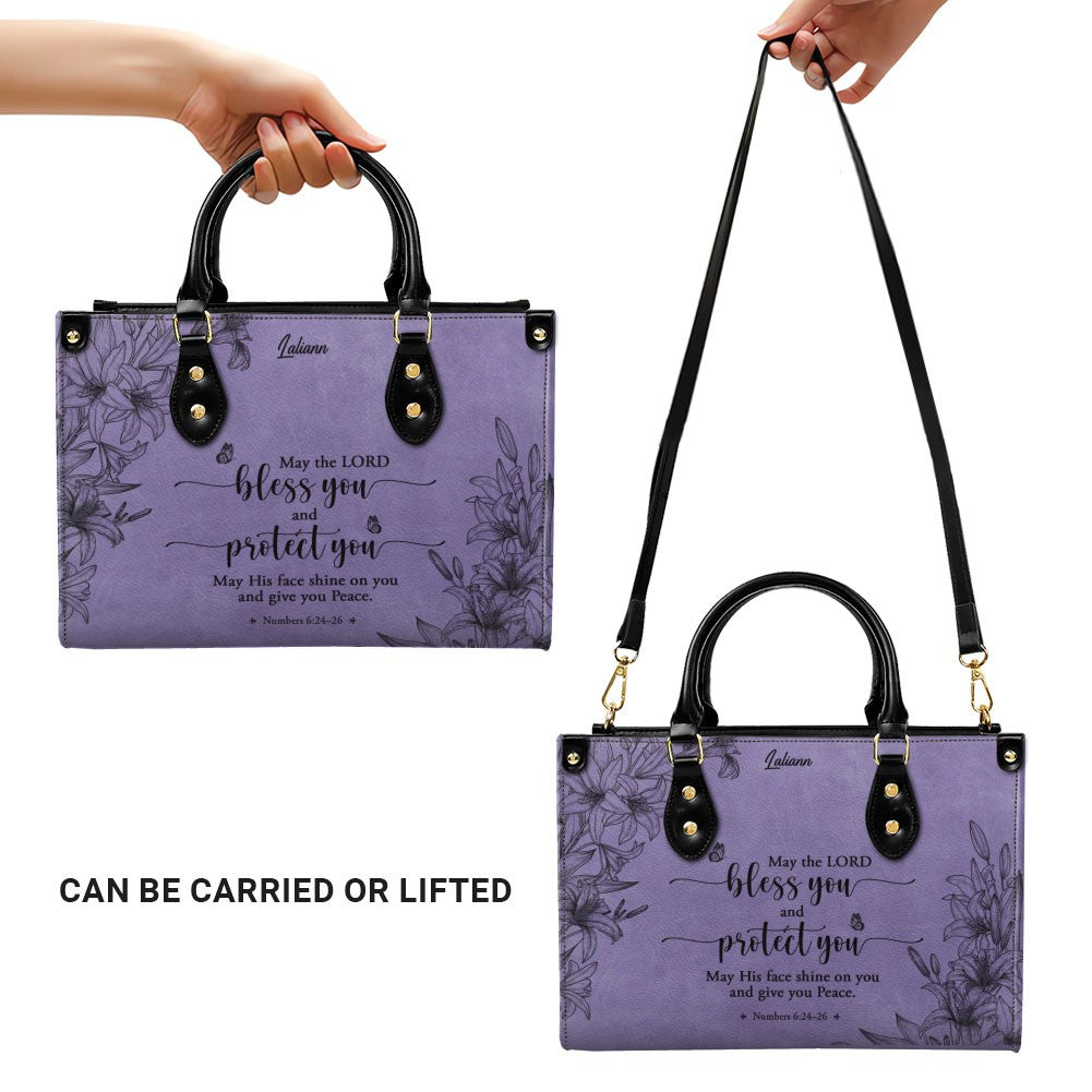 Personalized Purple Christian Leather Bag Set