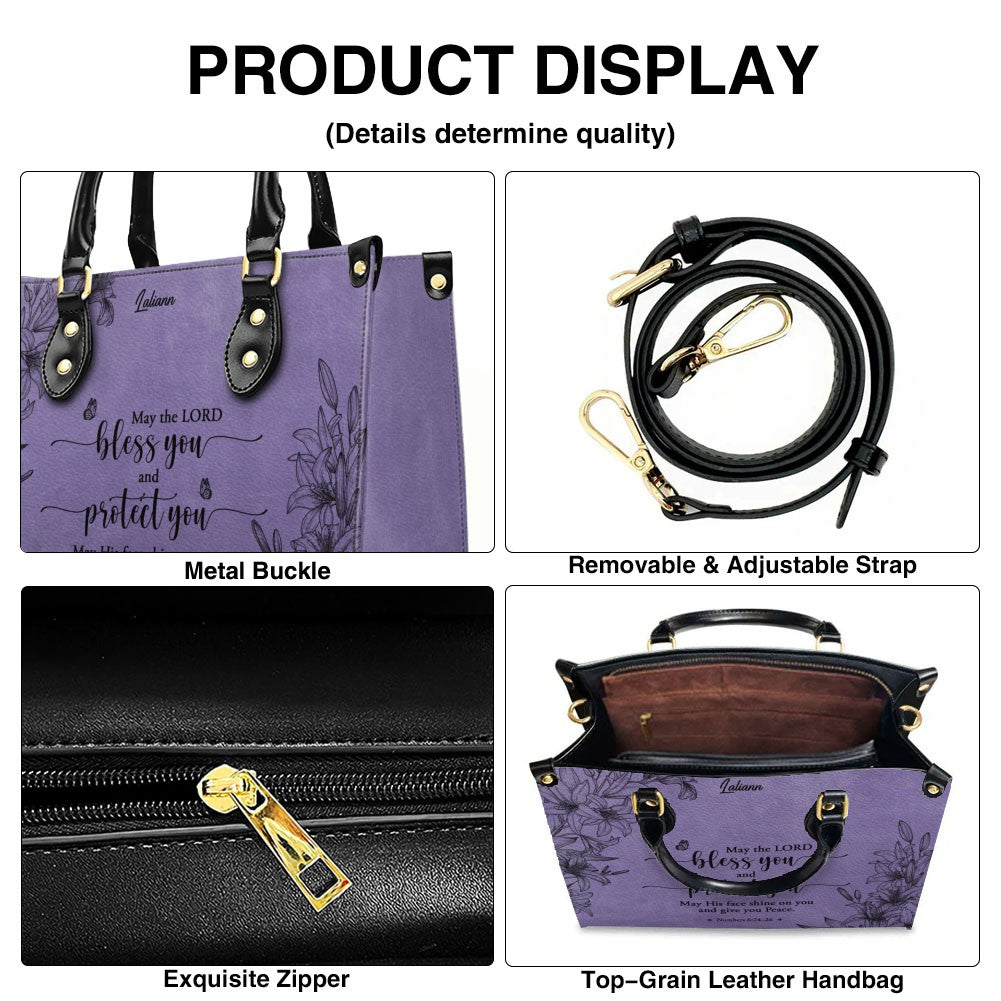 Personalized Purple Bible Verse Leather Handbag