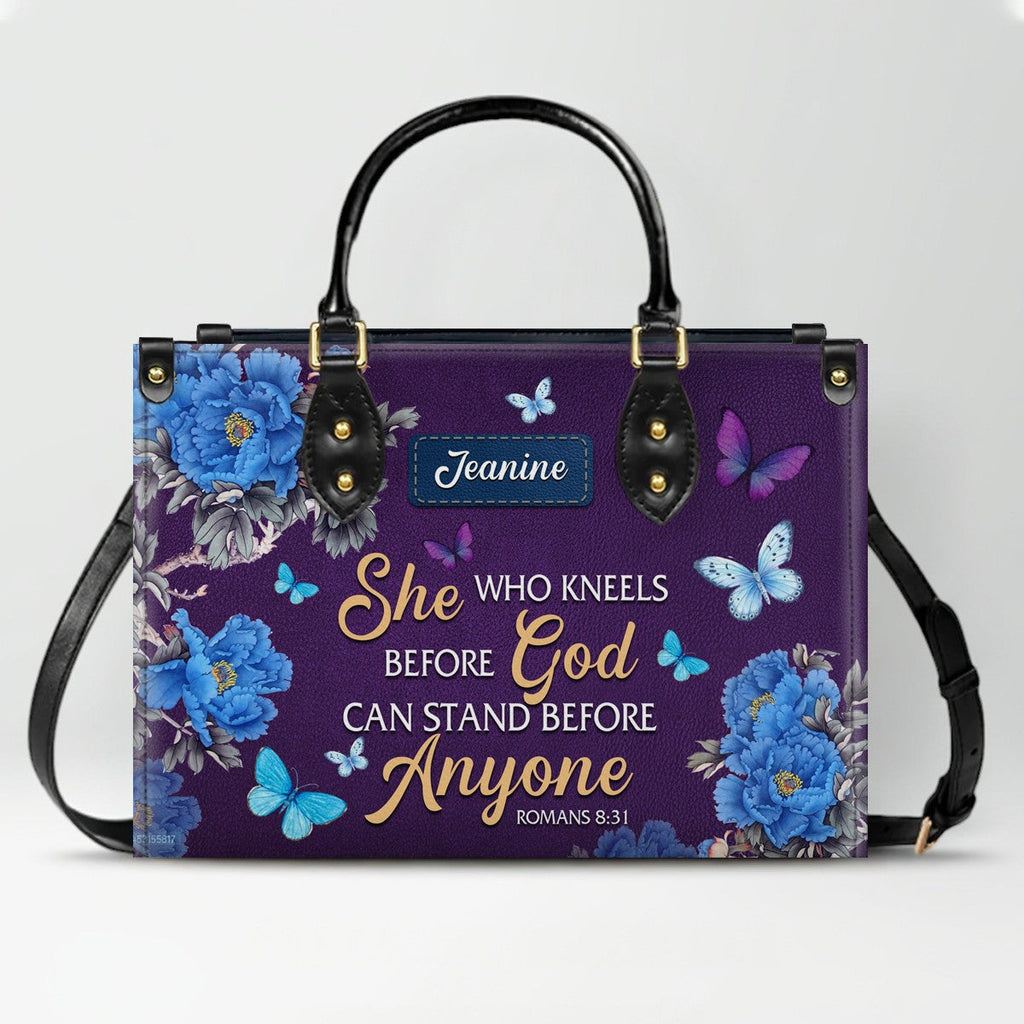 She Who Kneels Before God Leather Tote Bag
