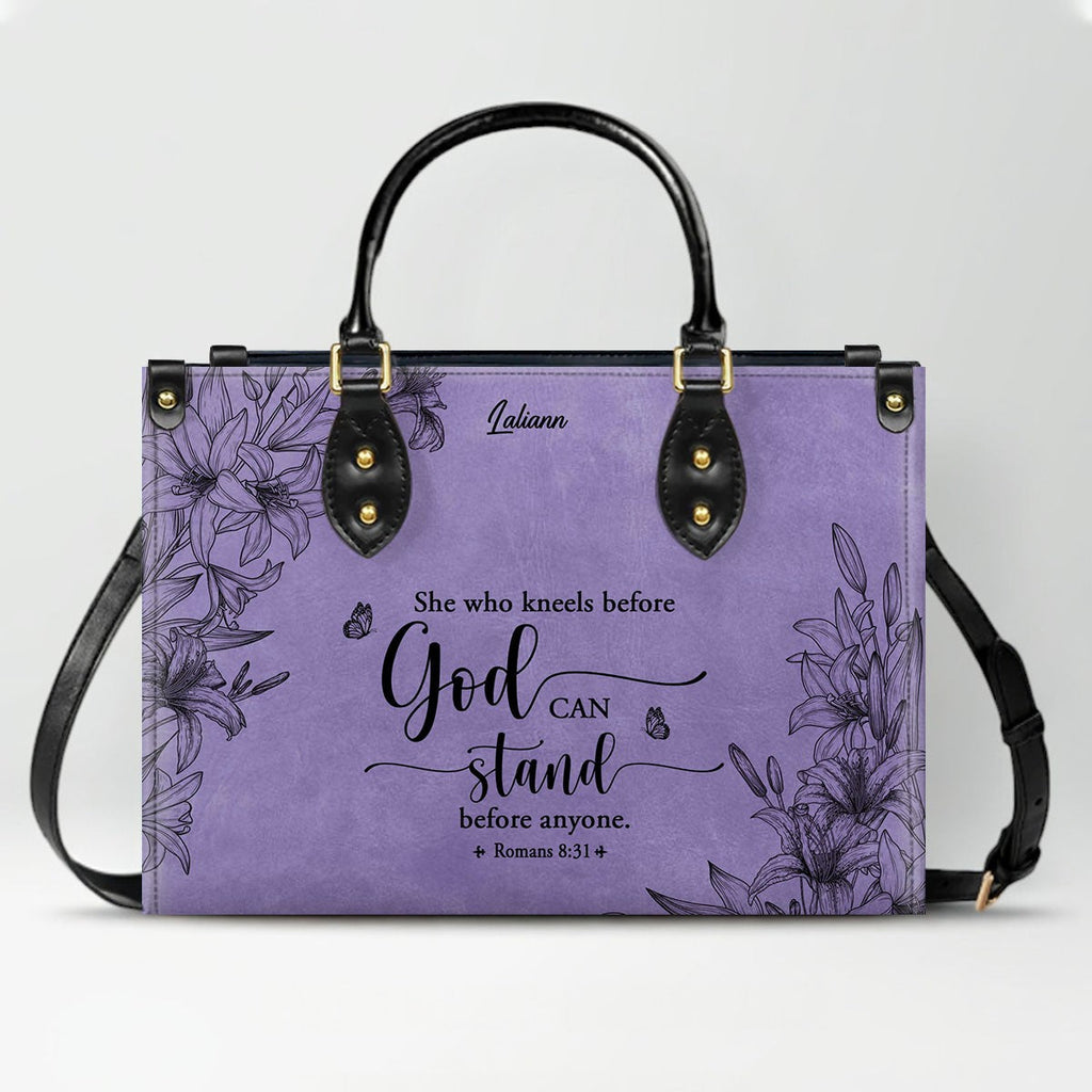 Personalized Purple Bible Verse Leather Handbag