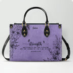 Personalized Purple Bible Verse Leather Handbag