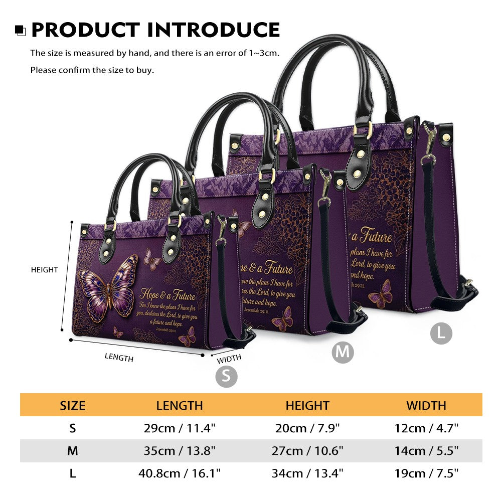 Personalized Butterfly Bible Verse Leather Handbag