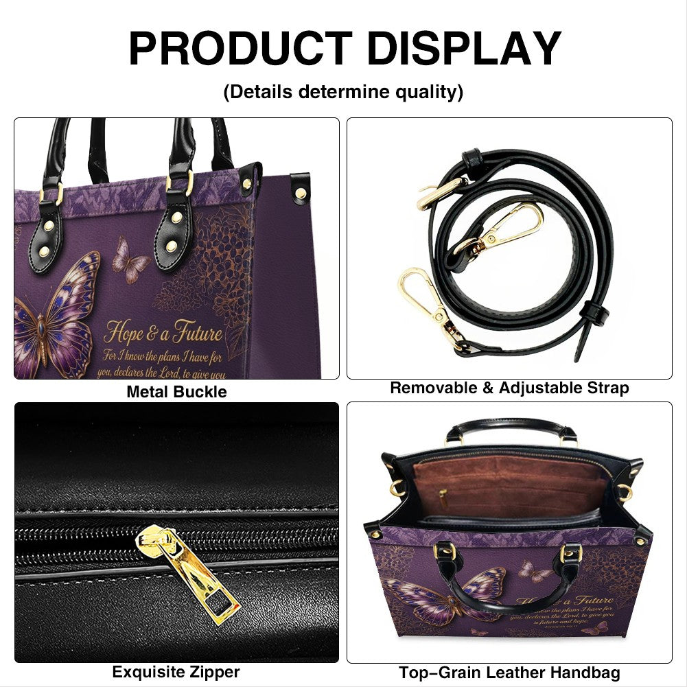 Personalized Butterfly Bible Verse Leather Handbag