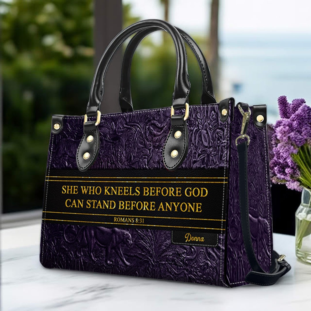 Personalized Christian Faith Leather Tote Bag