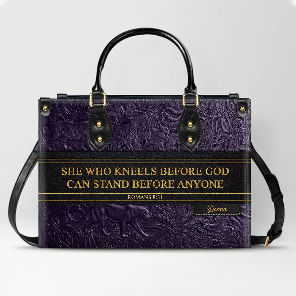 Personalized Christian Faith Leather Tote Bag