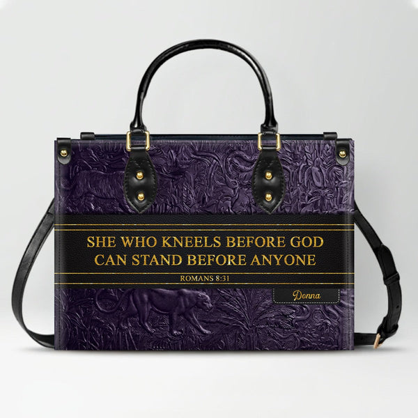 Personalized Christian Faith Leather Tote Bag