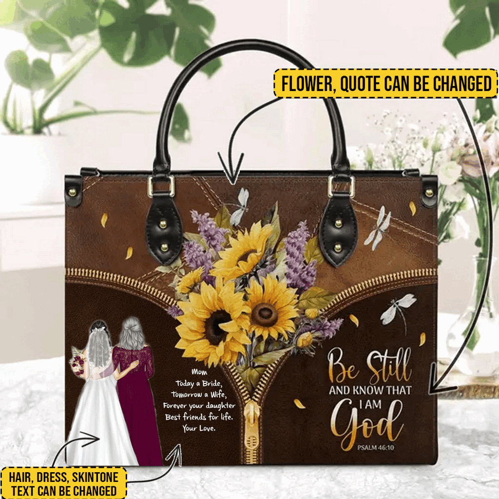 Custom Christian Floral Art Leather Handbag