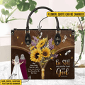Custom Christian Floral Art Leather Handbag