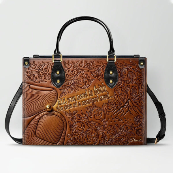 Faith as a Mustard Seed Personalized Leather Bag