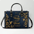 Personalized Philippians 4:13 Leather Tote Bag