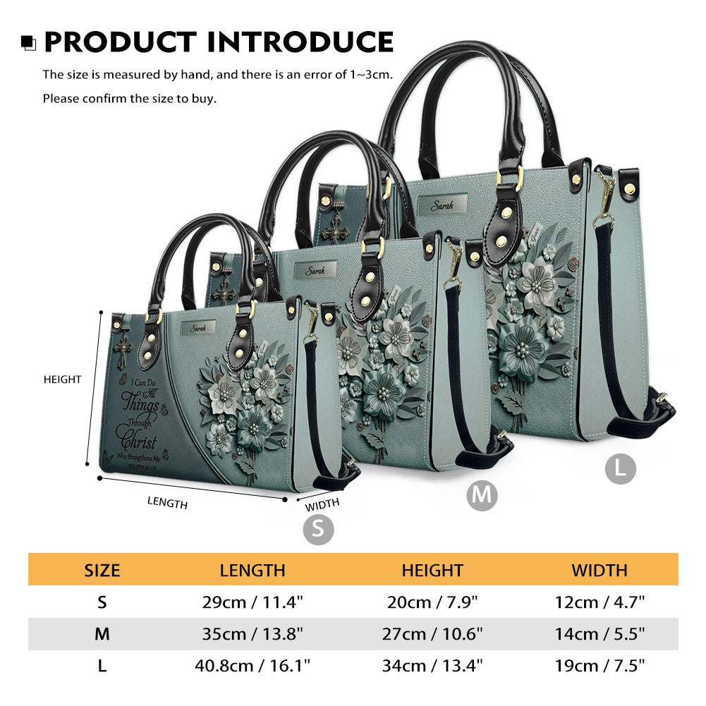 Custom Smoky Teal Christian Leather Handbag