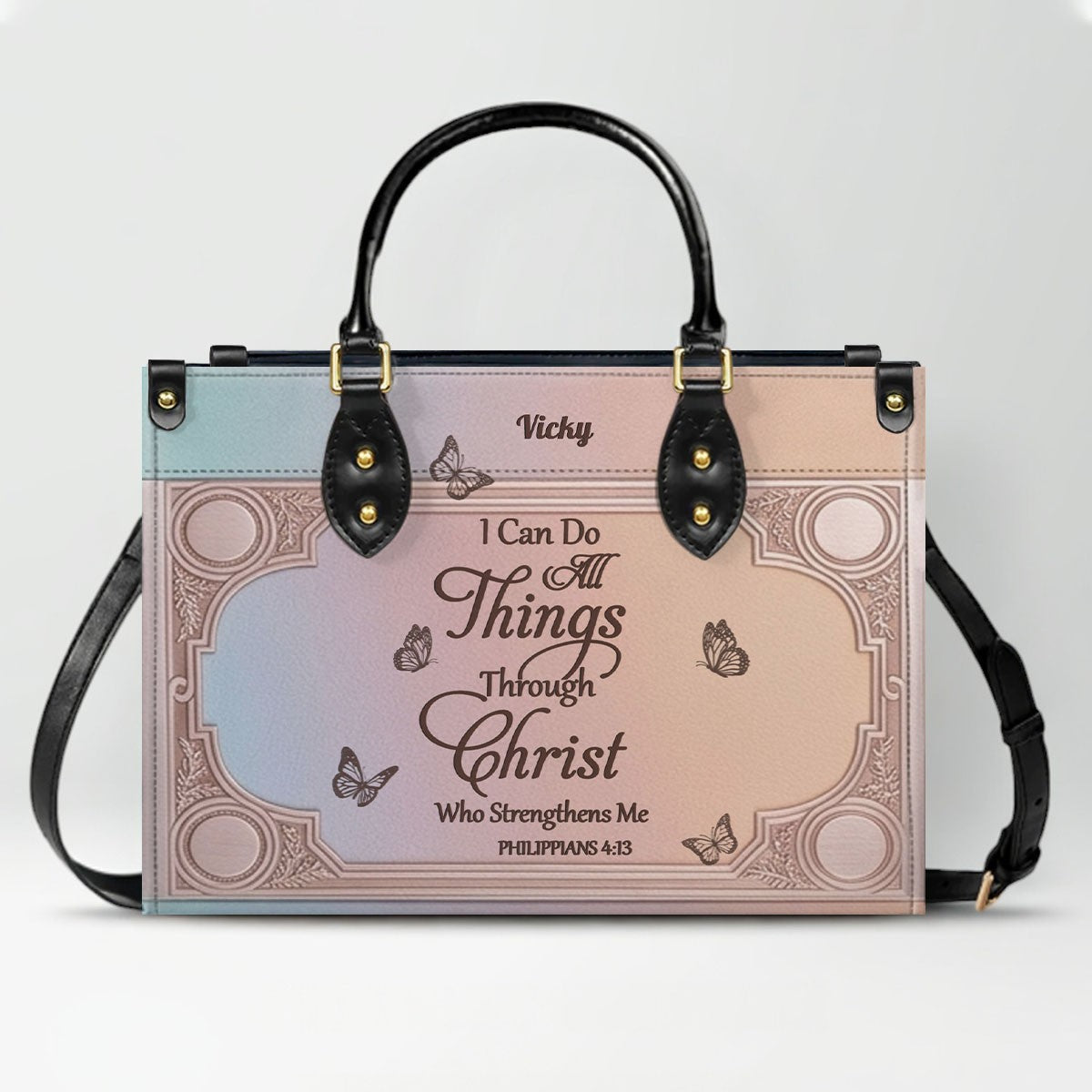 "I Can Do All Things" Personalized Leather Bag Set