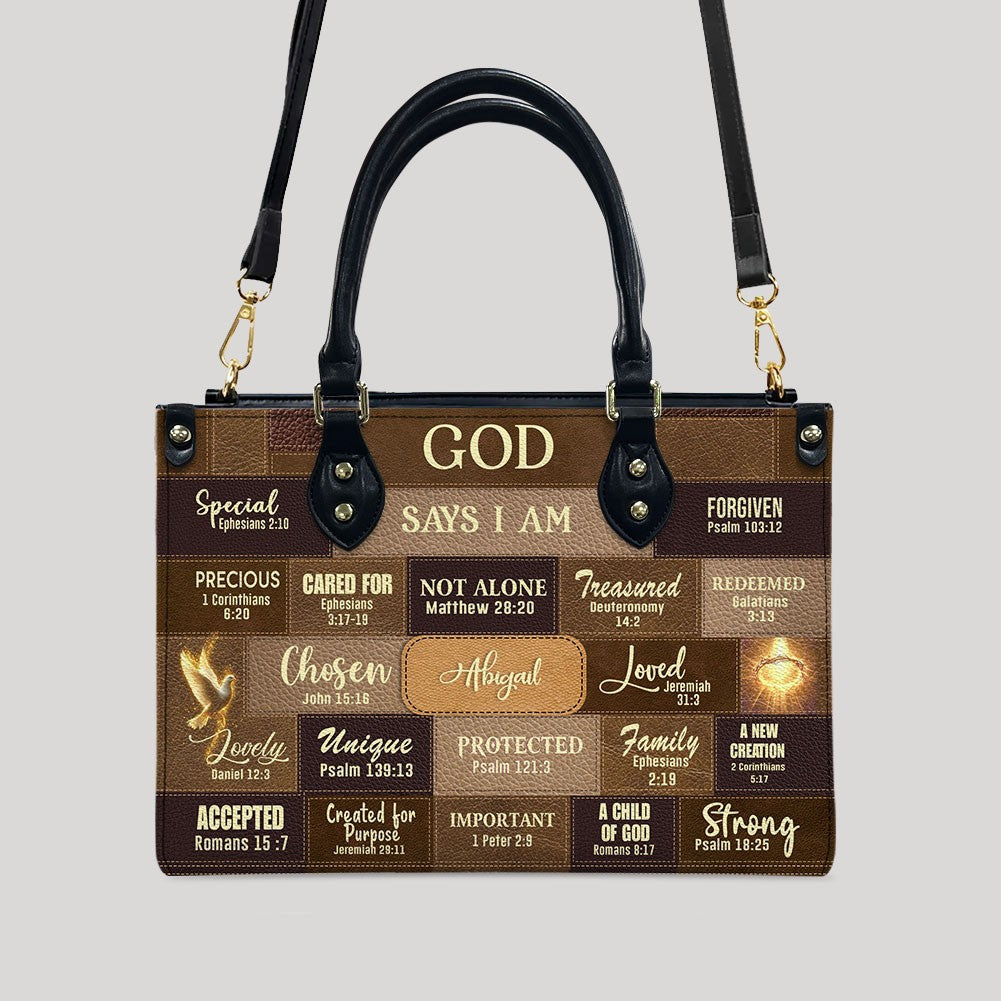 God Says I Am Personalized Christian Handbag