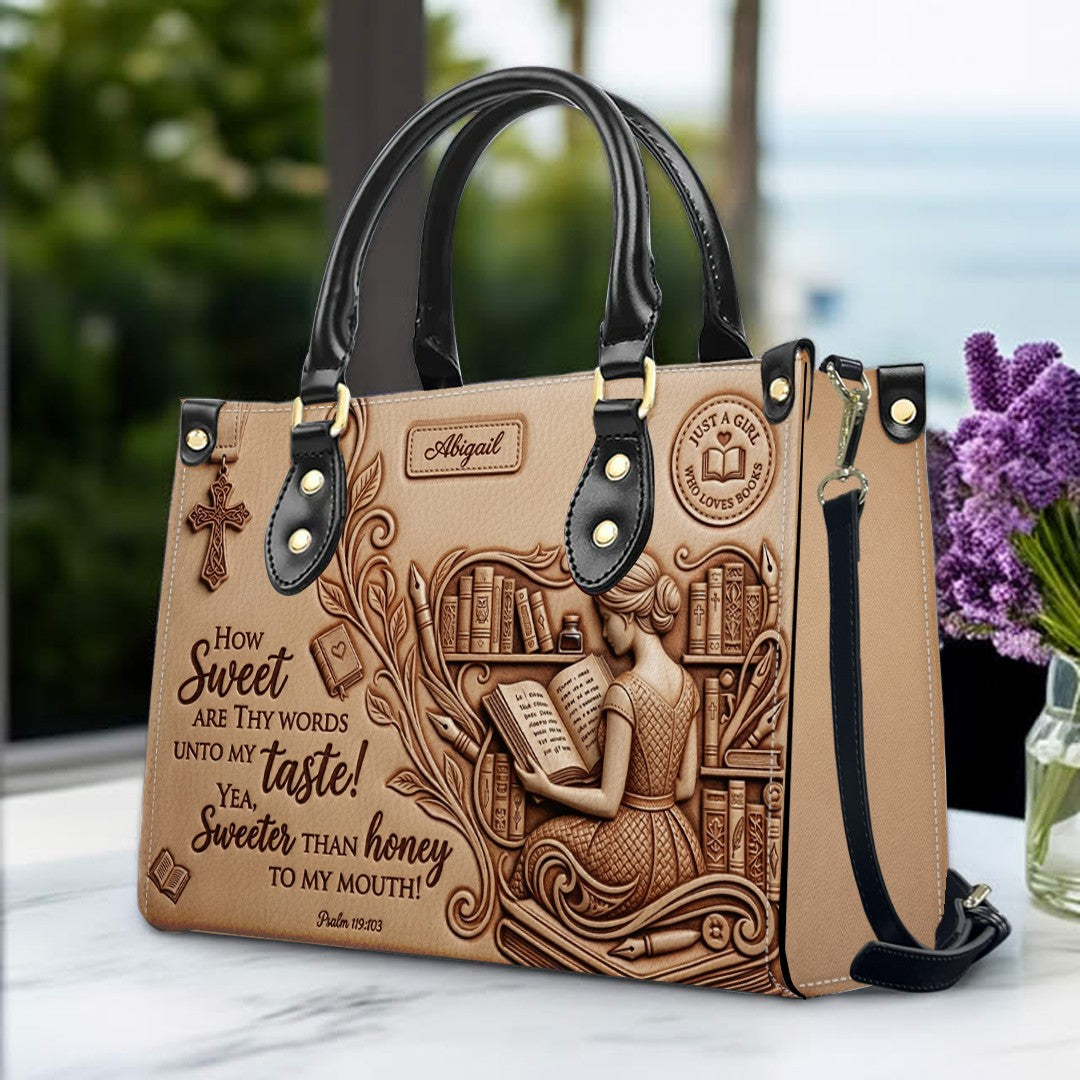Personalized Scripture Book Lover Leather Handbag