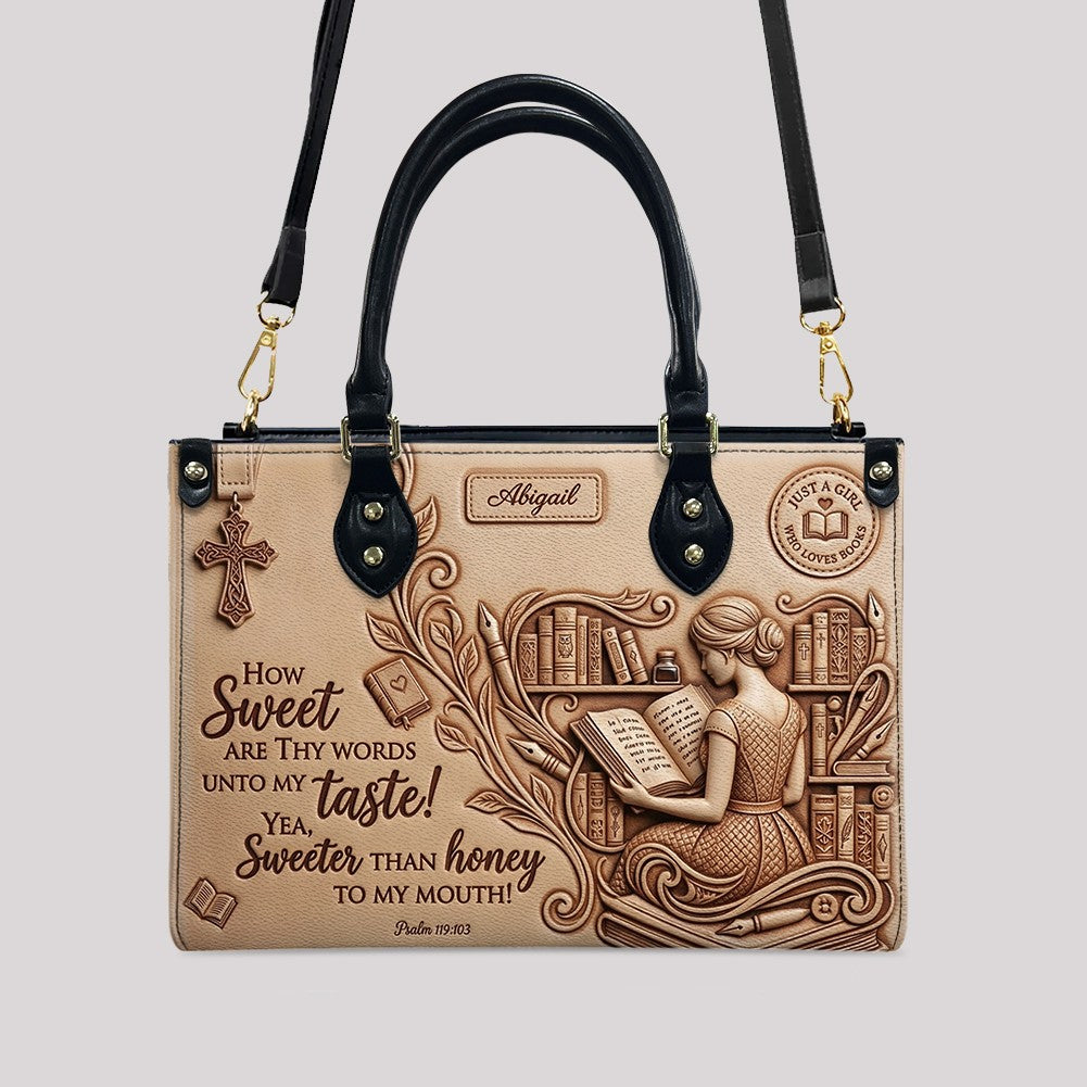 Personalized Scripture Book Lover Leather Handbag