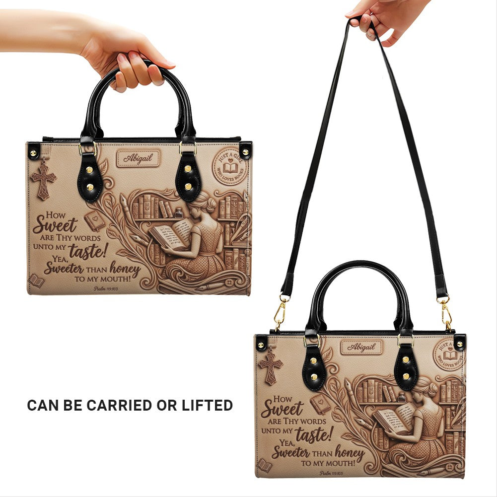 Personalized Scripture Book Lover Leather Handbag
