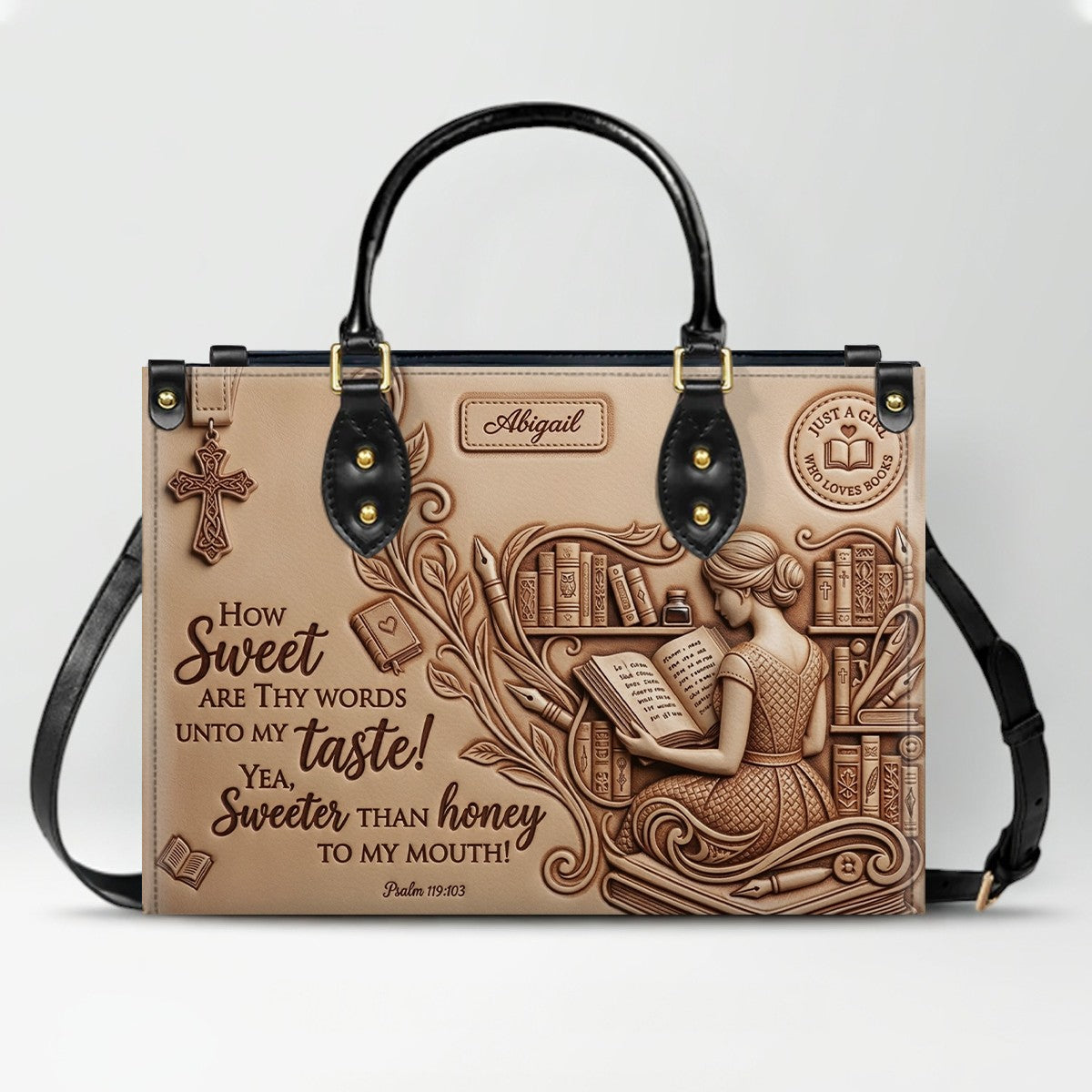 Personalized Scripture Book Lover Leather Handbag