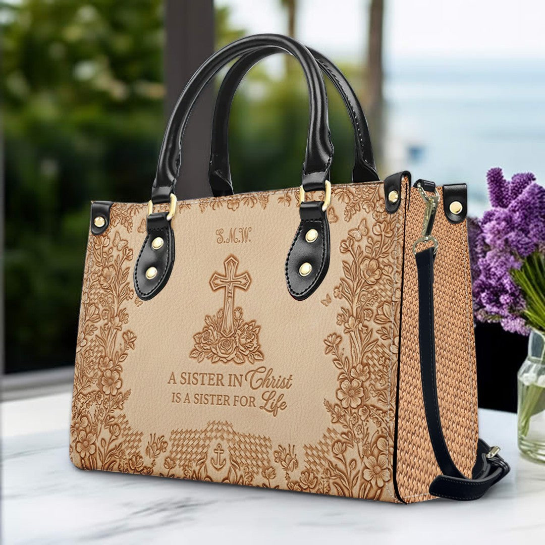 Personalized Sister in Christ Leather Handbag