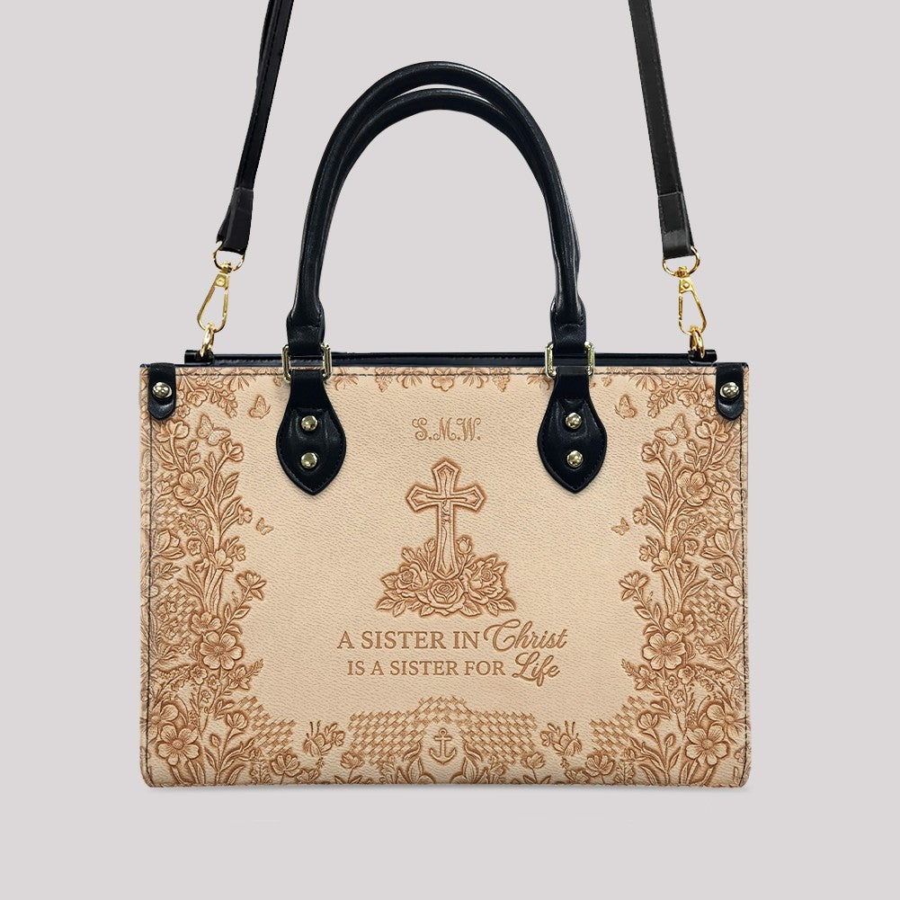 Personalized Sister in Christ Leather Handbag