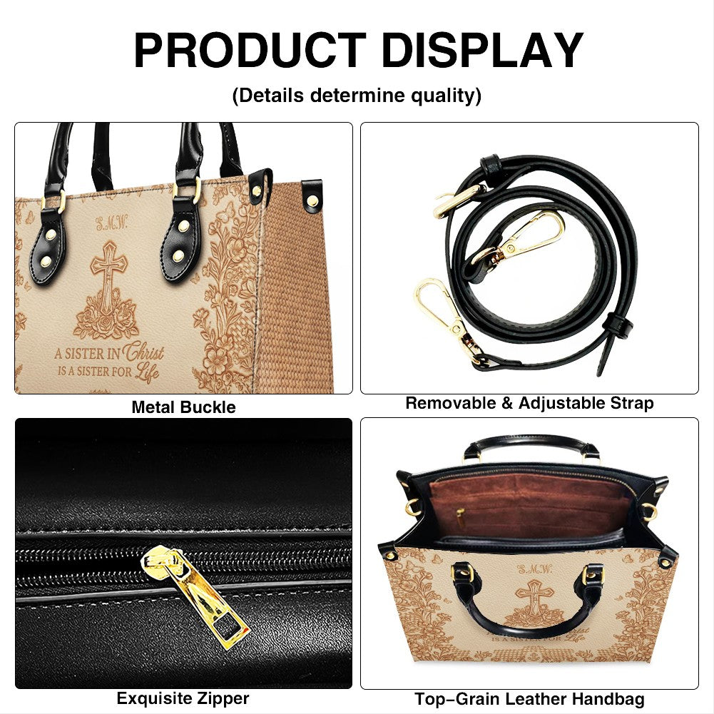 Personalized Sister in Christ Leather Handbag