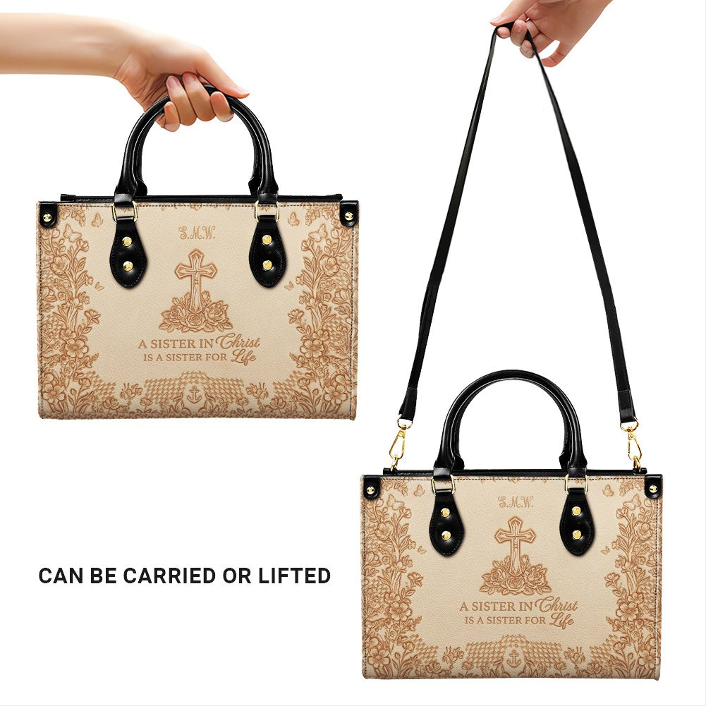 Personalized Sister in Christ Leather Handbag