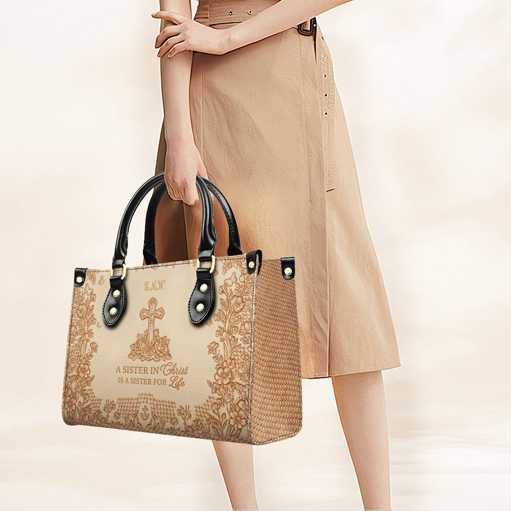 Personalized Sister in Christ Leather Handbag