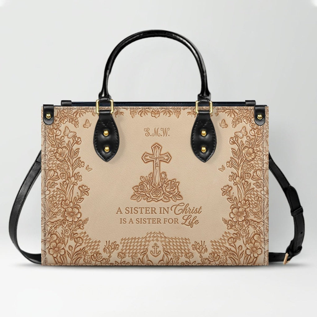 Personalized Sister in Christ Leather Handbag