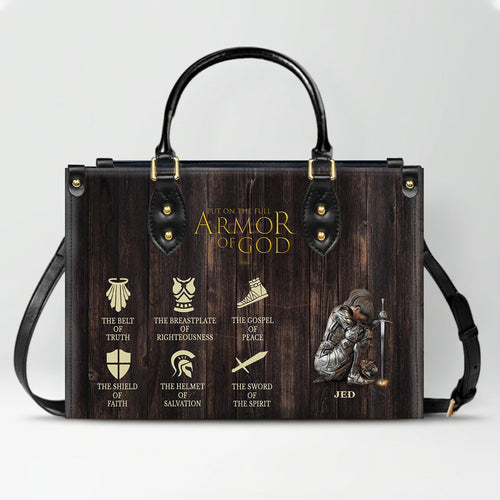 Full Armor of God Personalized Leather Tote Bag