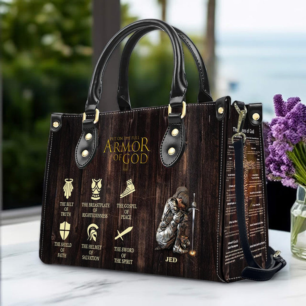 Full Armor of God Personalized Leather Tote Bag
