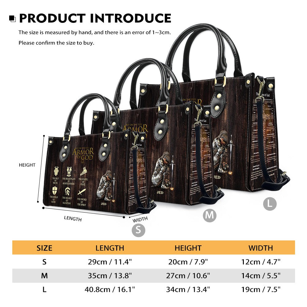 Full Armor of God Personalized Leather Tote Bag