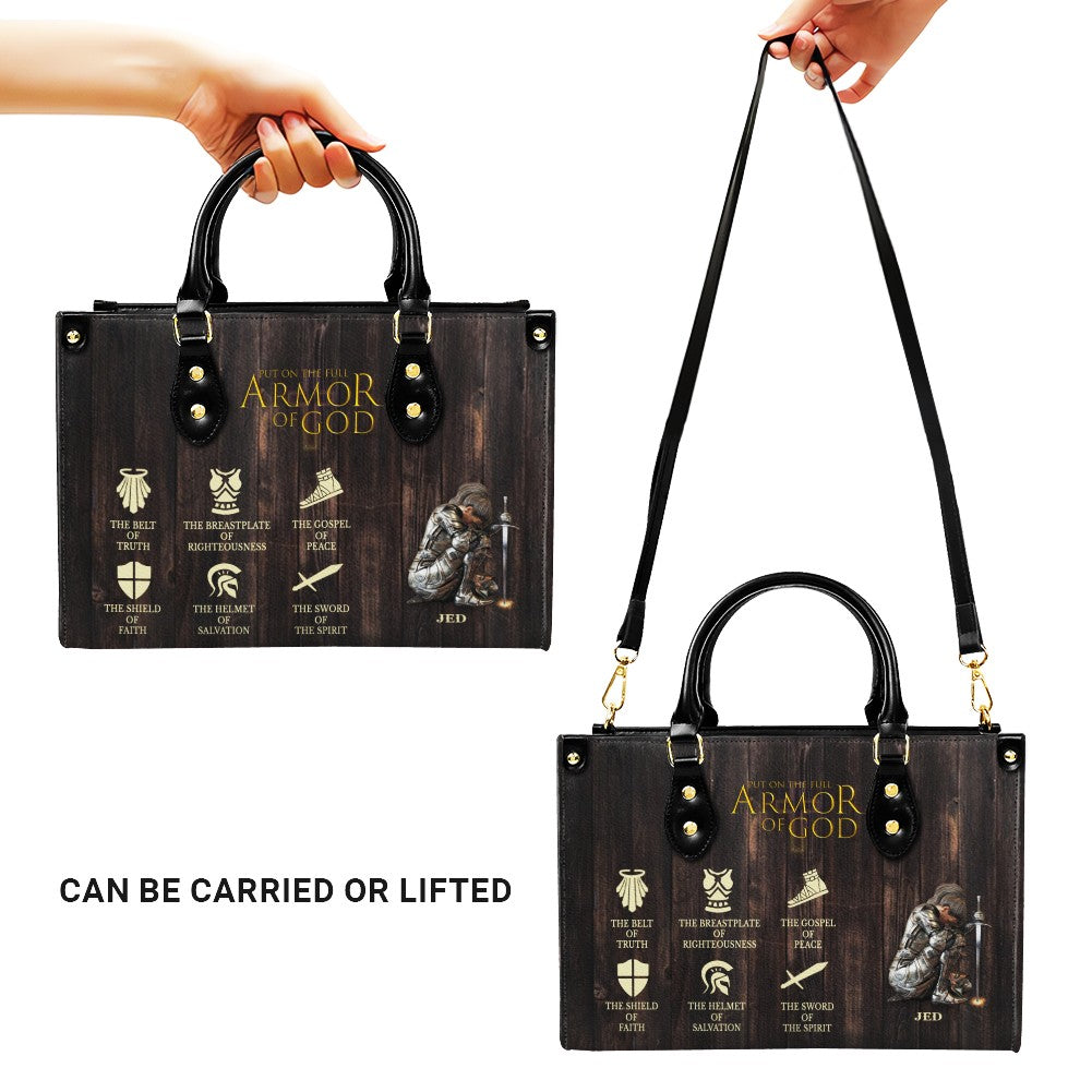 Full Armor of God Personalized Leather Tote Bag