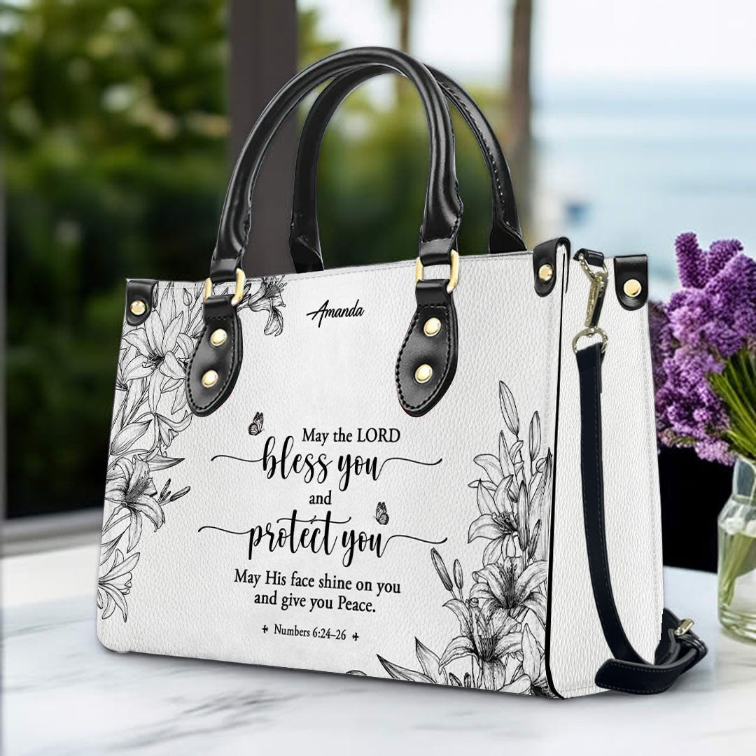 Personalized Bible Verse Leather Tote Bag