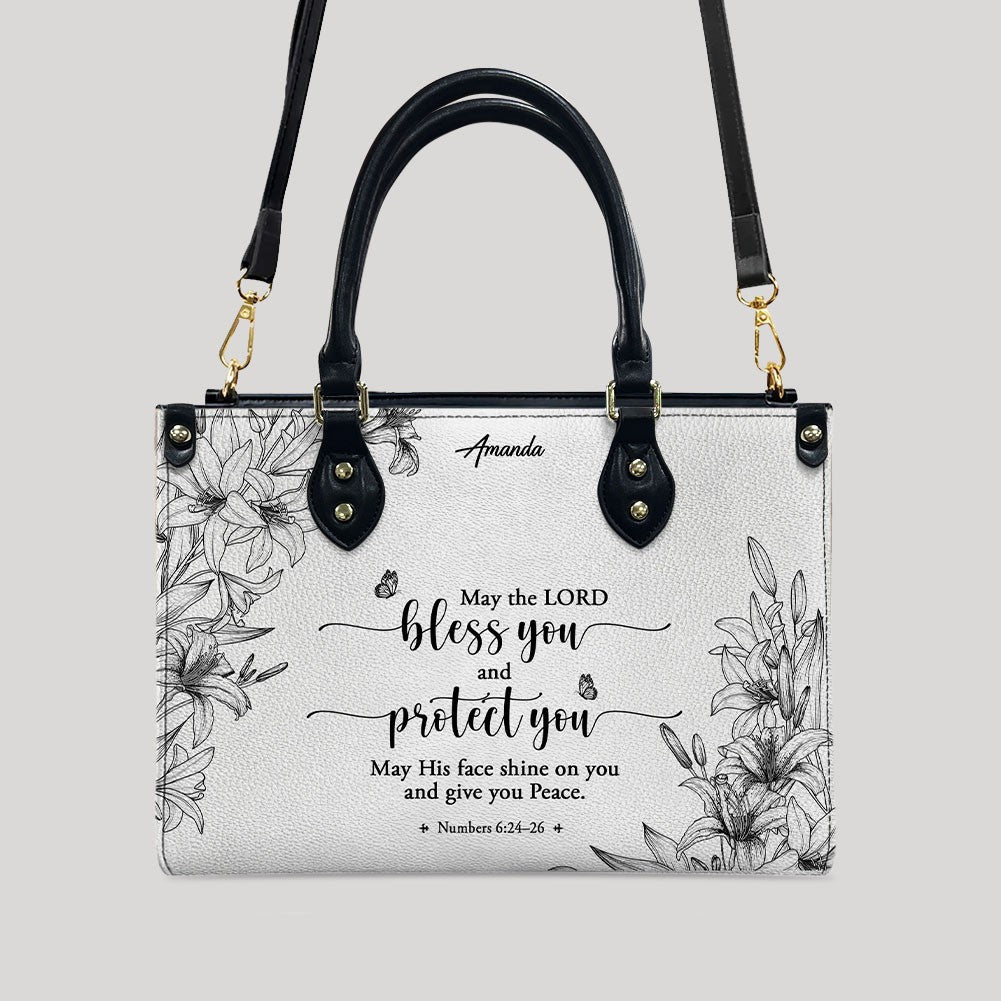 Personalized Bible Verse Leather Tote Bag