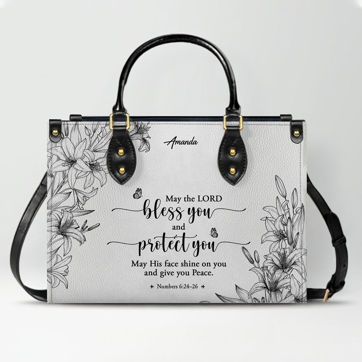Personalized Bible Verse Leather Tote Bag