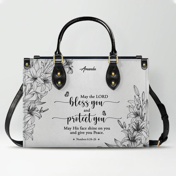 Personalized Bible Verse Leather Tote Bag