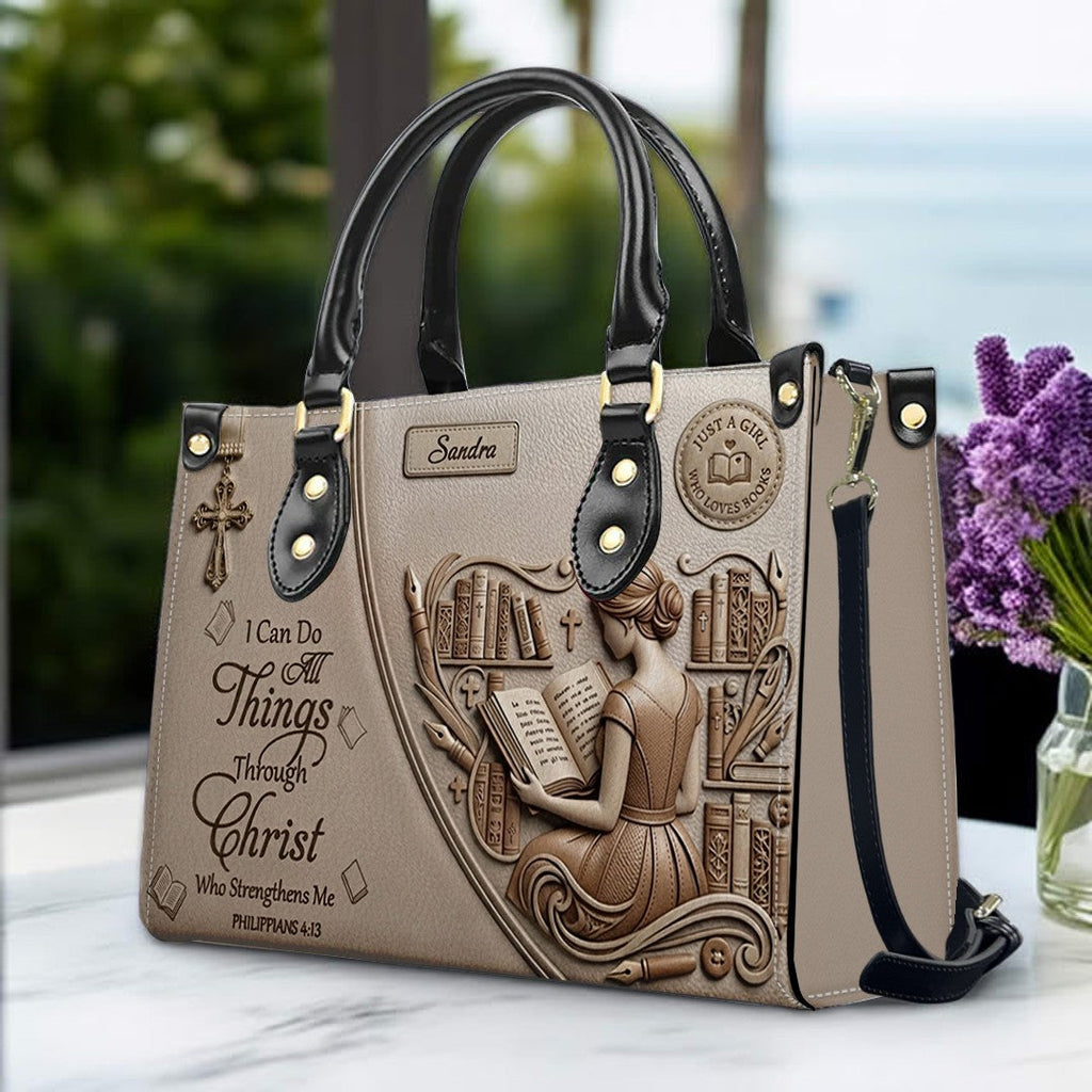 Personalized Christian Book Lover Leather Handbag